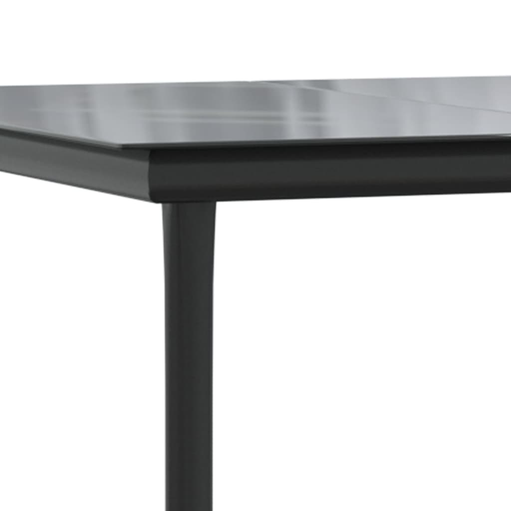 Garden Dining Table Black 200x100x74cm Steel and Tempered Glass