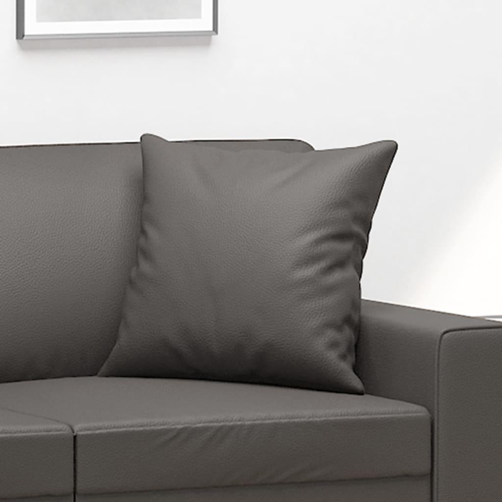 Throw Pillows 2 pcs Grey 40x40 cm Faux Leather