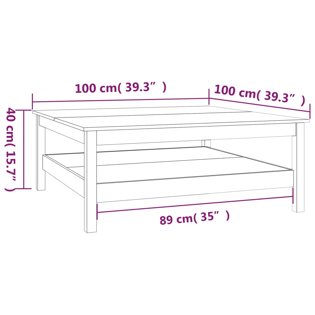 Coffee Table 100x100x40 cm Solid Wood Pine