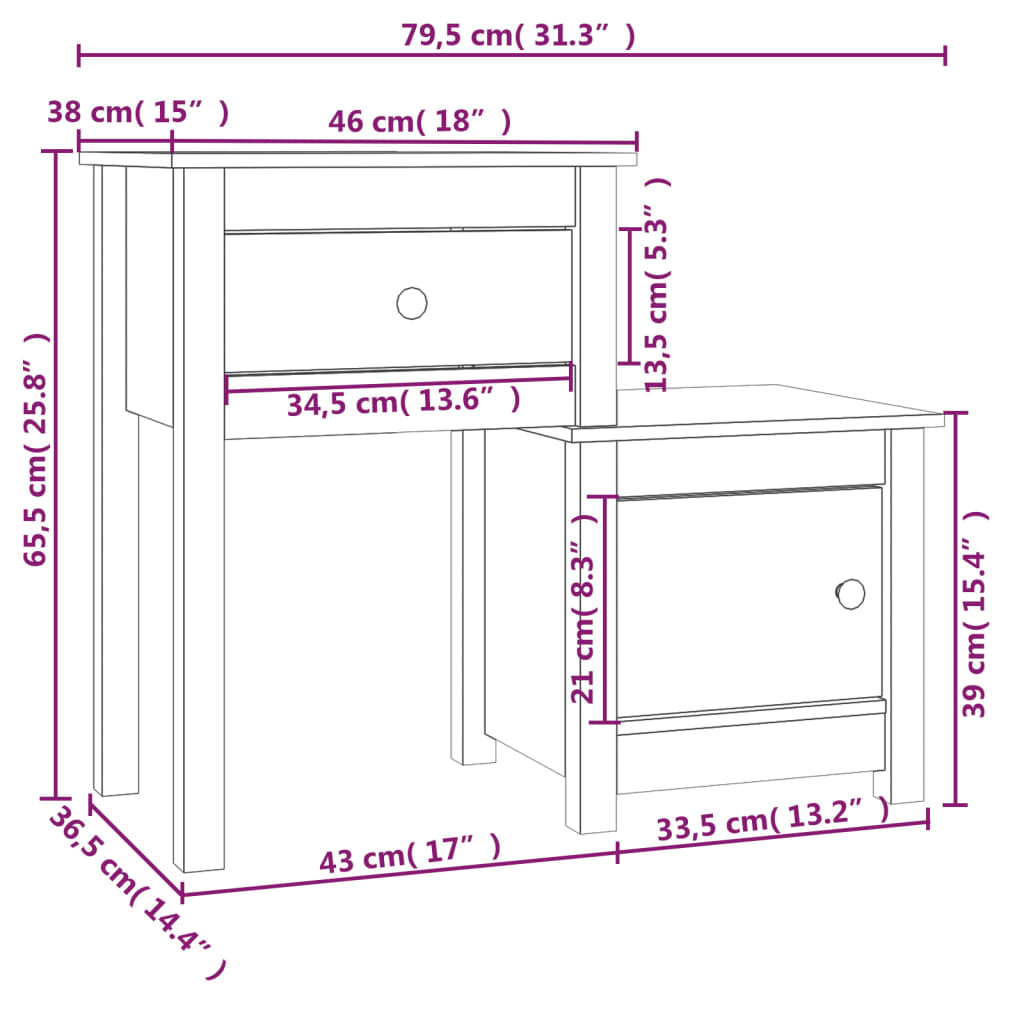 Bedside Cabinets 2 pcs 79.5x38x65.5 cm Solid Wood Pine