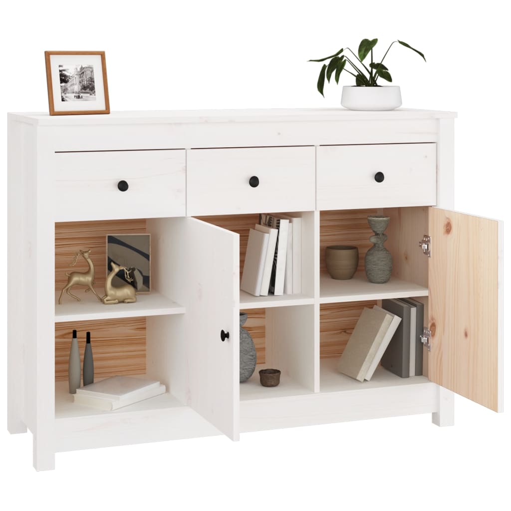 Sideboard White 100x35x74 cm Solid Wood Pine