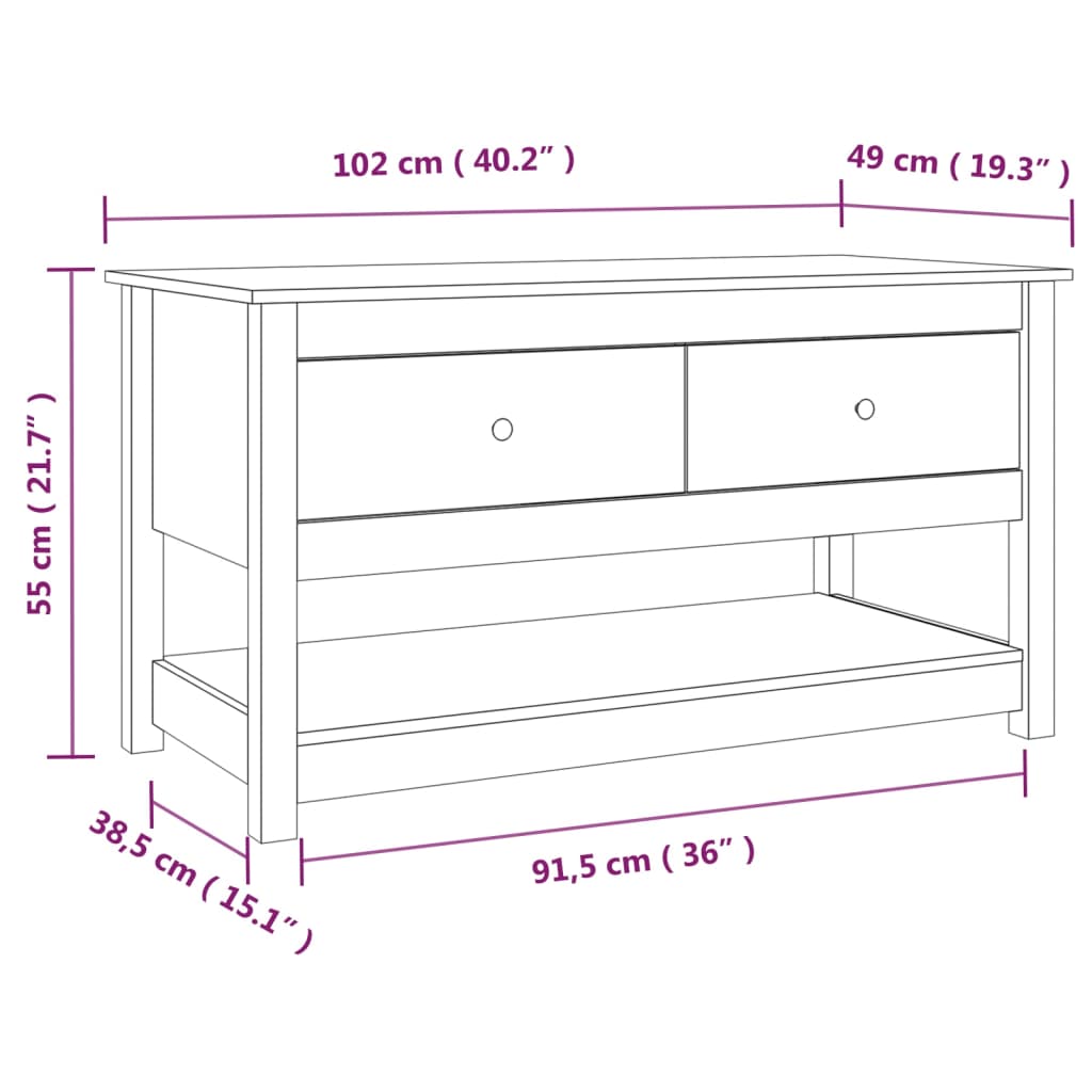 Coffee Table 102x49x55 cm Solid Wood Pine