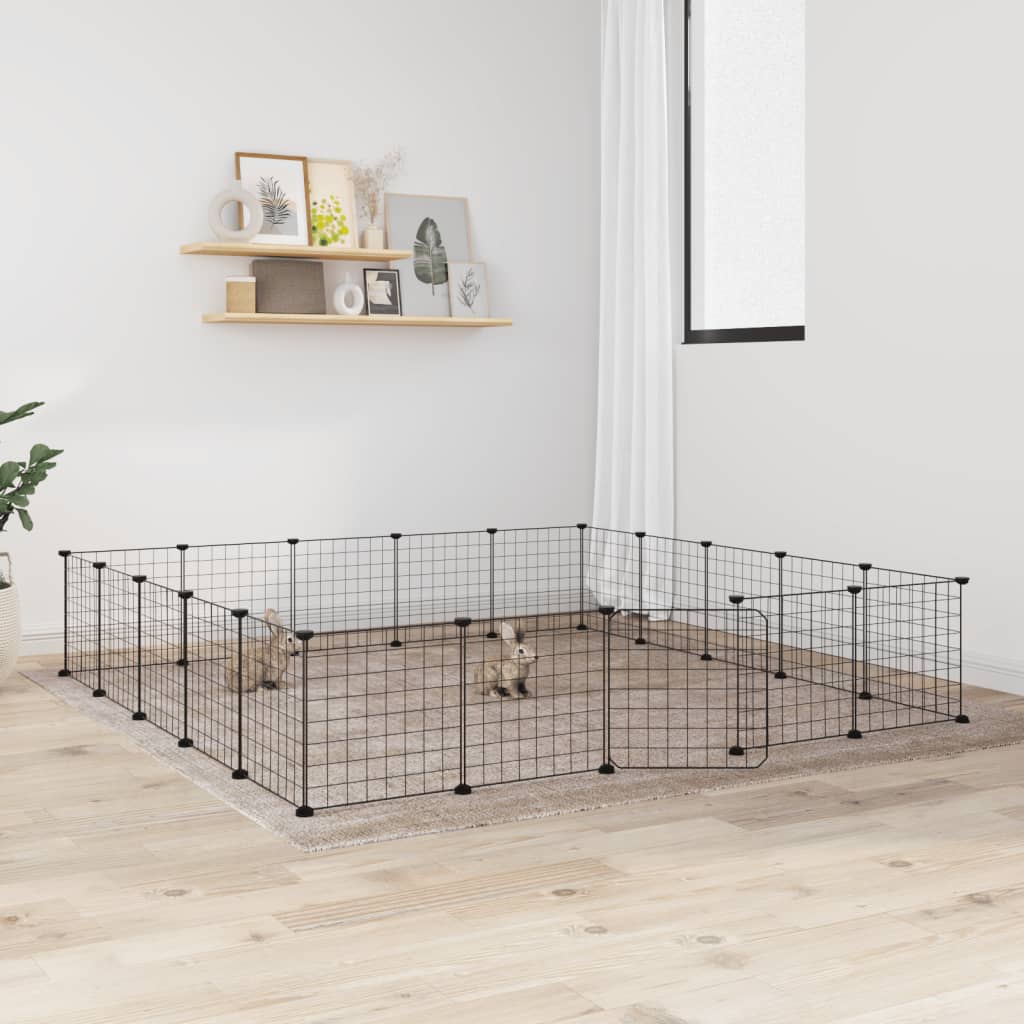 20-Panel Pet Cage with Door Black 35x35 cm Steel