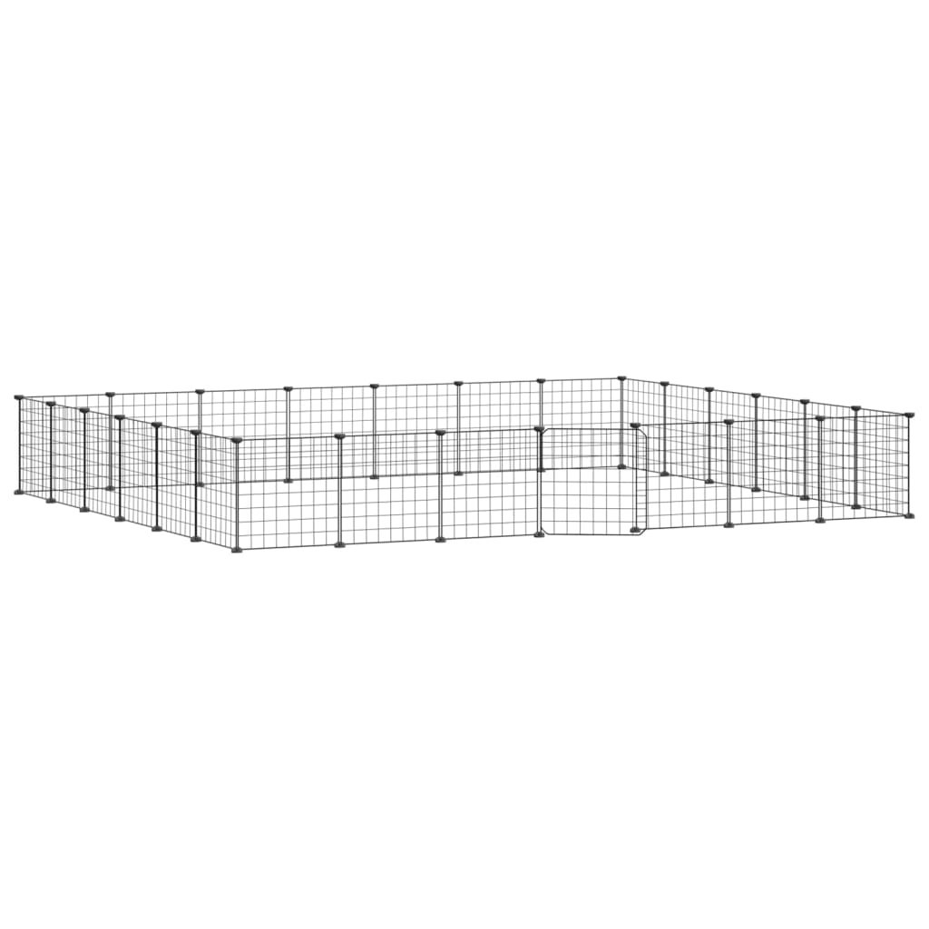 28-Panel Pet Cage with Door Black 35x35 cm Steel