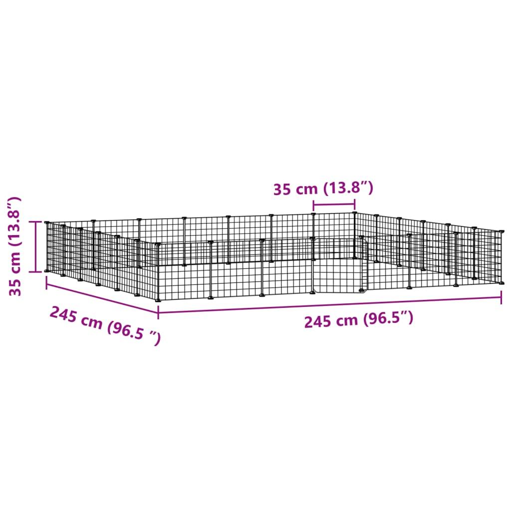 28-Panel Pet Cage with Door Black 35x35 cm Steel