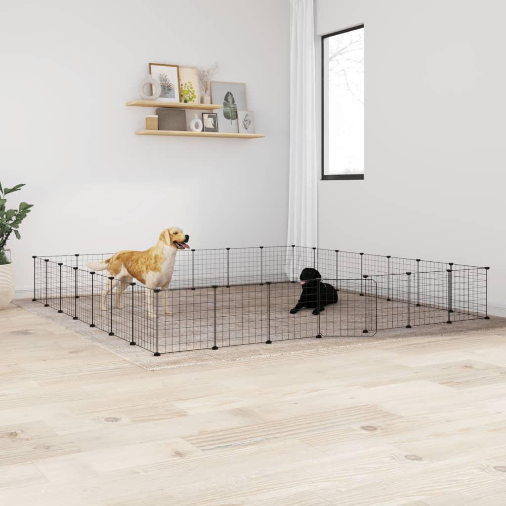 28-Panel Pet Cage with Door Black 35x35 cm Steel