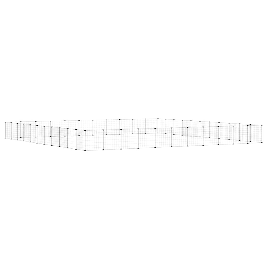 44-Panel Pet Cage with Door Black 35x35 cm Steel