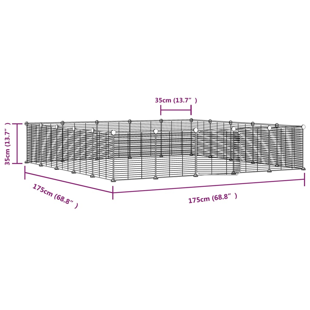 20-Panel Pet Cage with Door Black 35x35 cm Steel