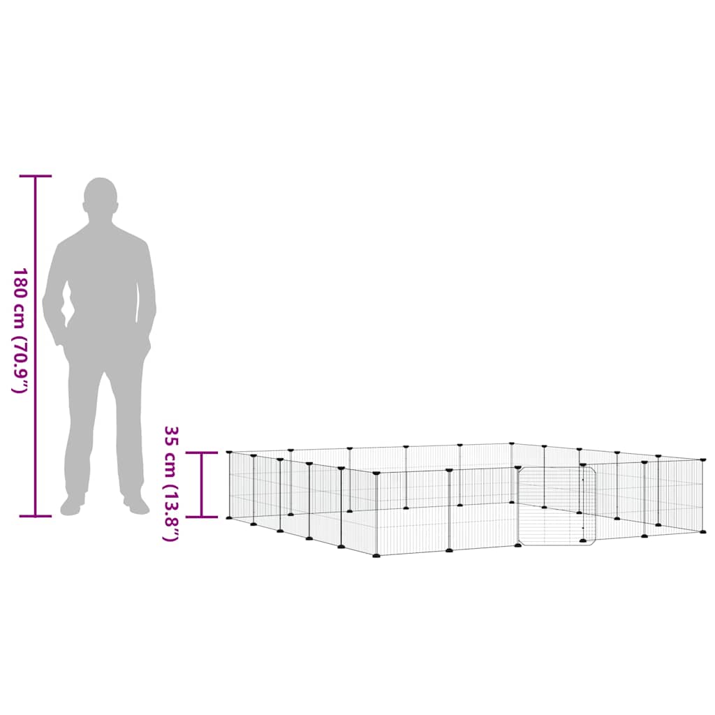 20-Panel Pet Cage with Door Black 35x35 cm Steel