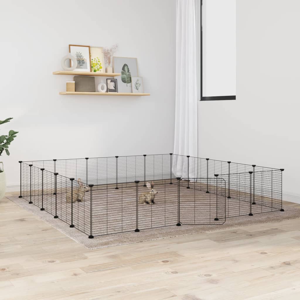 20-Panel Pet Cage with Door Black 35x35 cm Steel