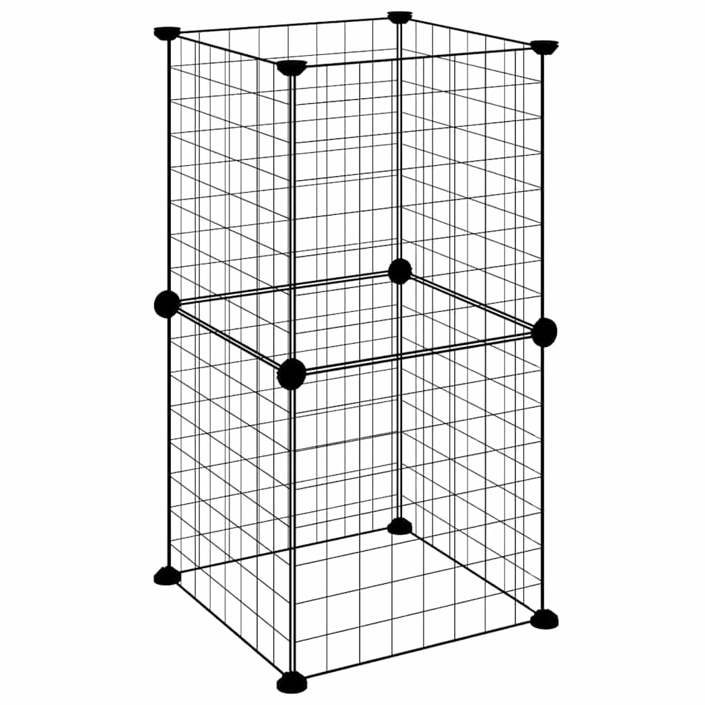 8-Panel Pet Cage Black 35x35 cm Steel