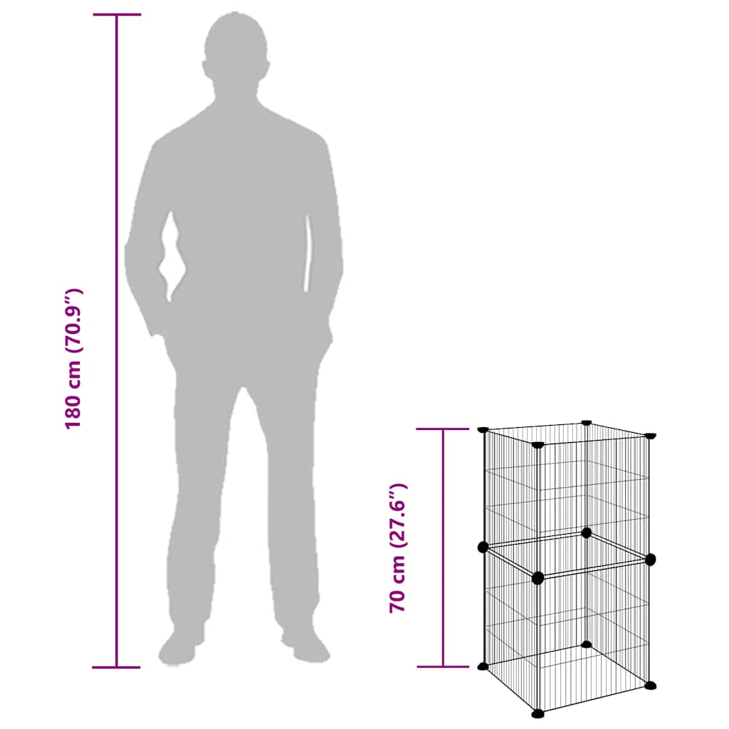 8-Panel Pet Cage Black 35x35 cm Steel