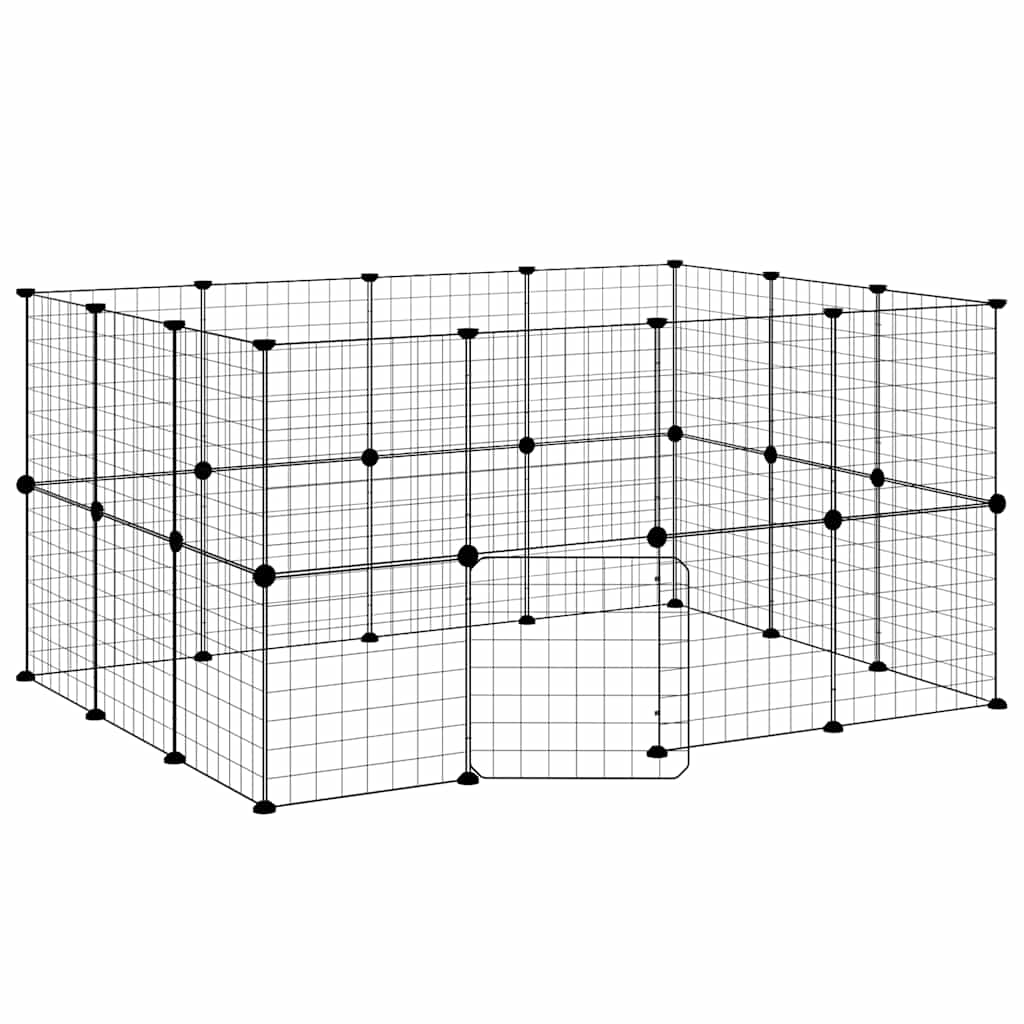 28-Panel Pet Cage with Door Black 35x35 cm Steel