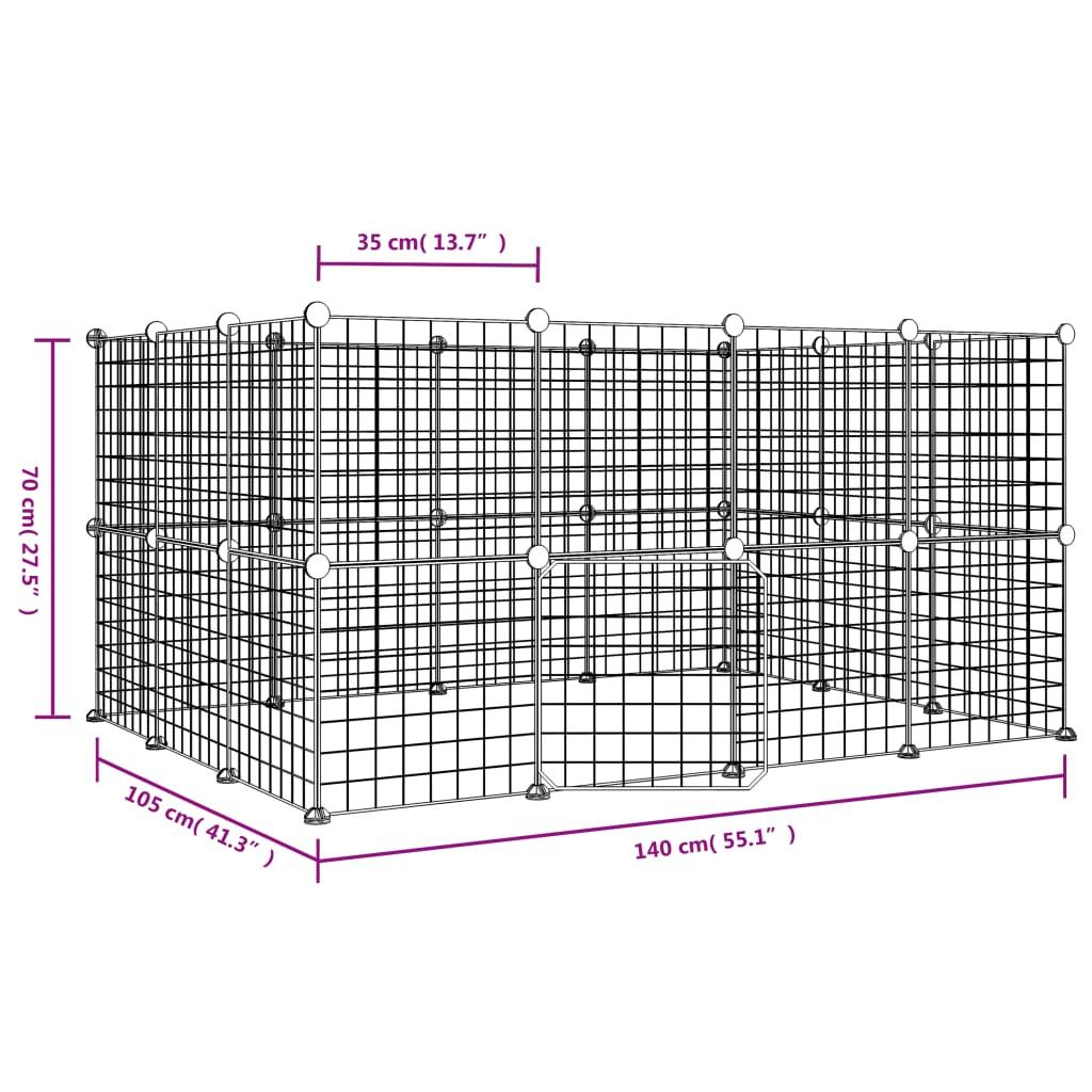 28-Panel Pet Cage with Door Black 35x35 cm Steel