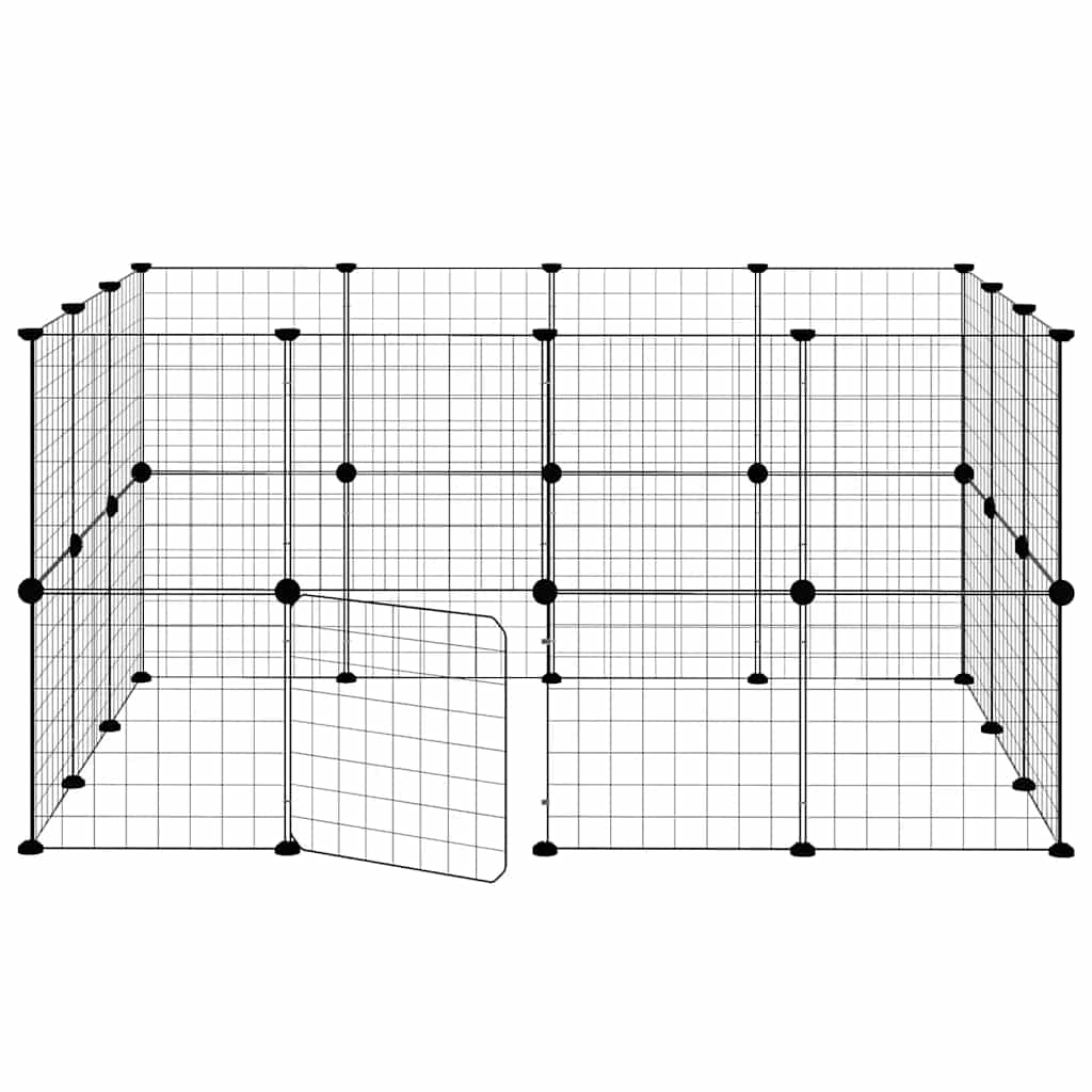 28-Panel Pet Cage with Door Black 35x35 cm Steel