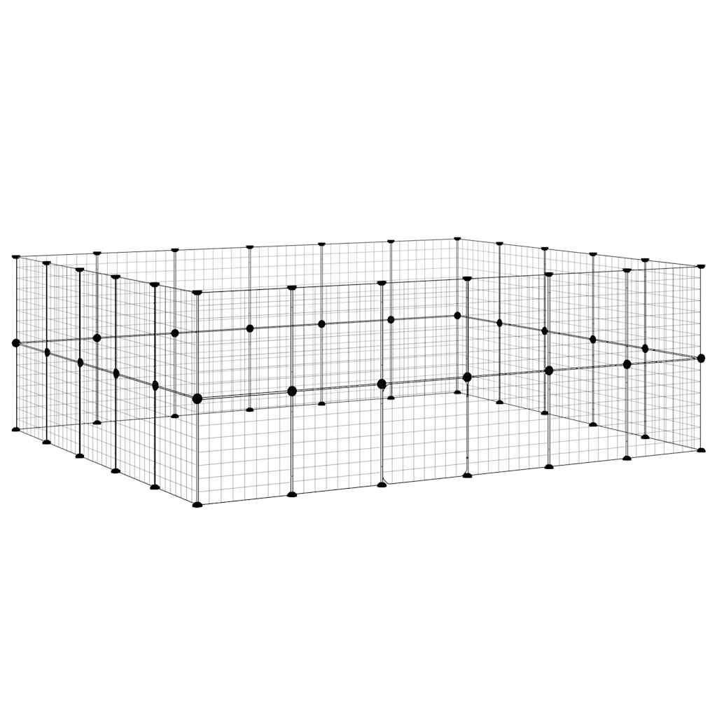 44-Panel Pet Cage with Door Black 35x35 cm Steel