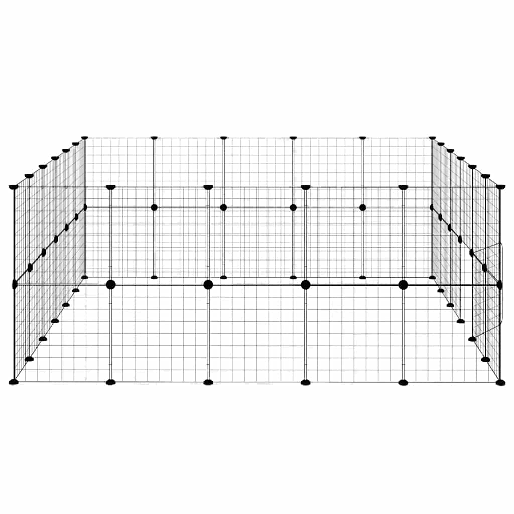 44-Panel Pet Cage with Door Black 35x35 cm Steel