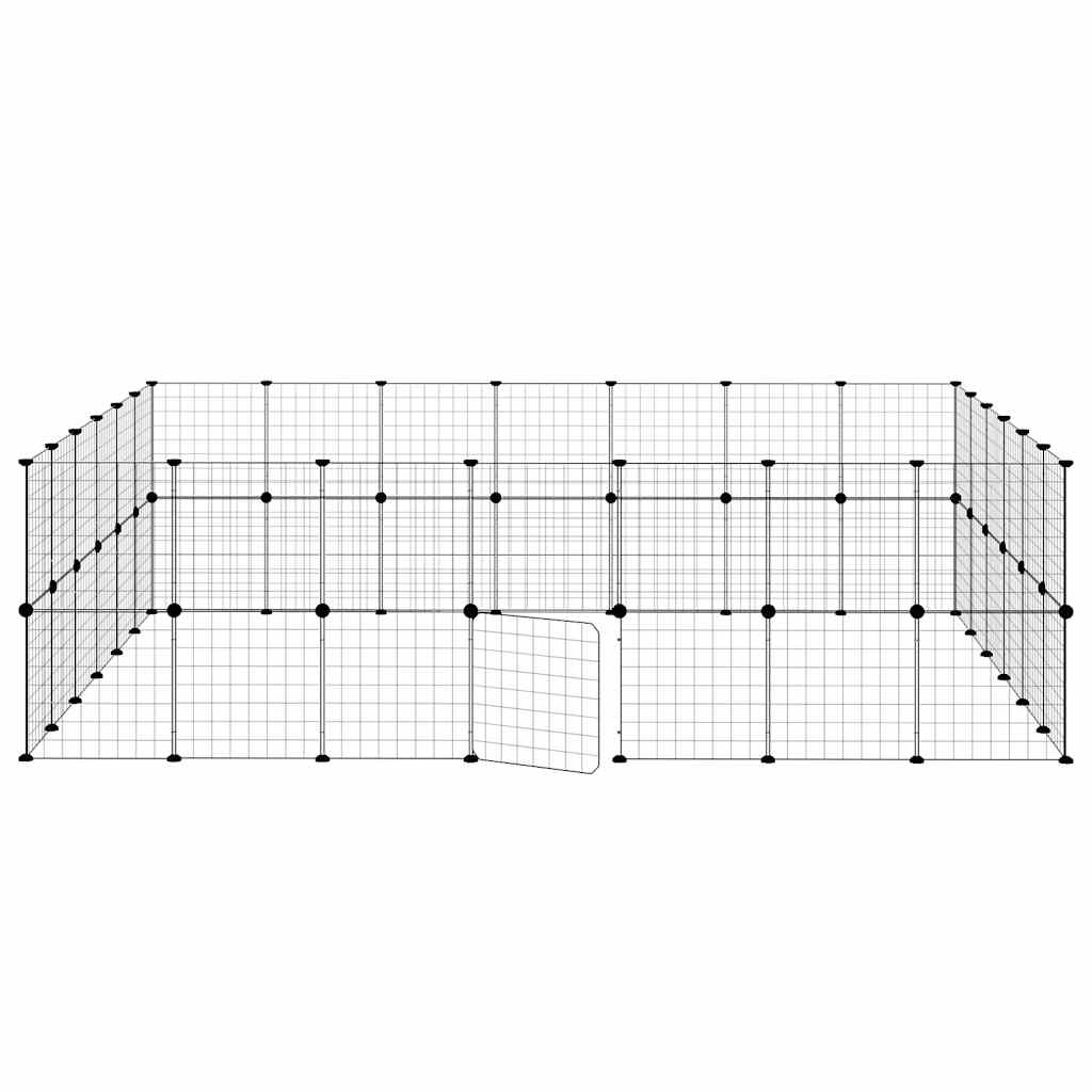 52-Panel Pet Cage with Door Black 35x35 cm Steel