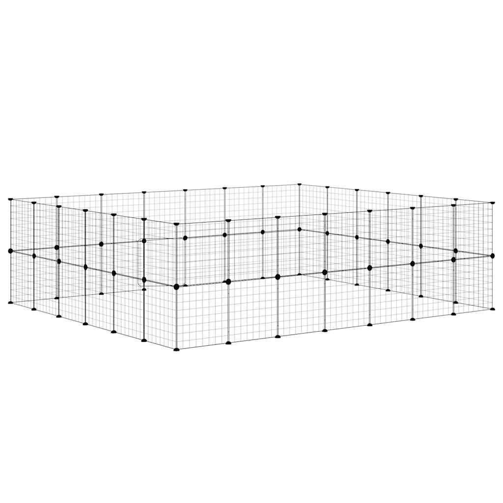52-Panel Pet Cage with Door Black 35x35 cm Steel