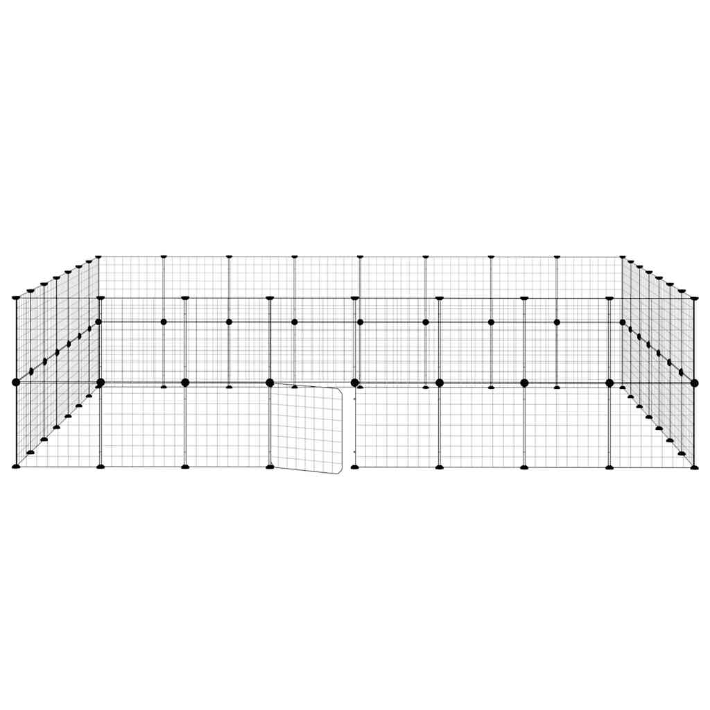 60-Panel Pet Cage with Door Black 35x35 cm Steel