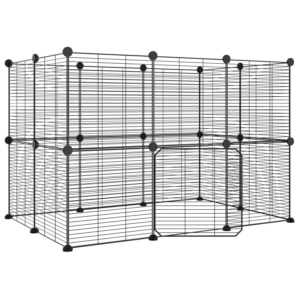 20-Panel Pet Cage with Door Black 35x35 cm Steel