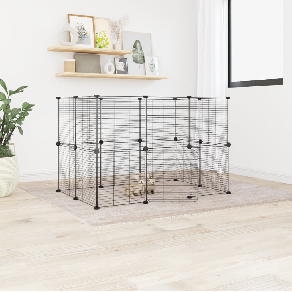 20-Panel Pet Cage with Door Black 35x35 cm Steel