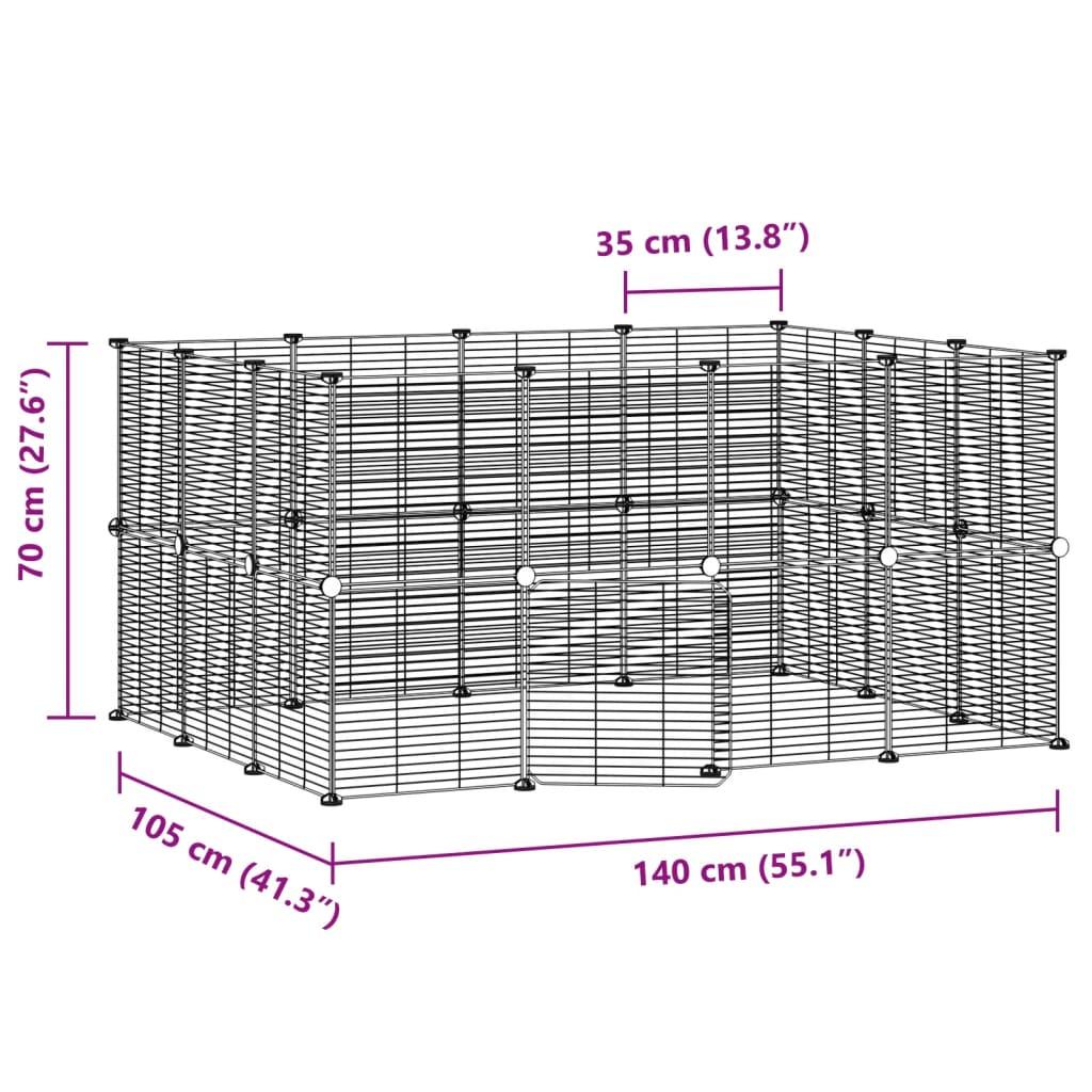 28-Panel Pet Cage with Door Black 35x35 cm Steel