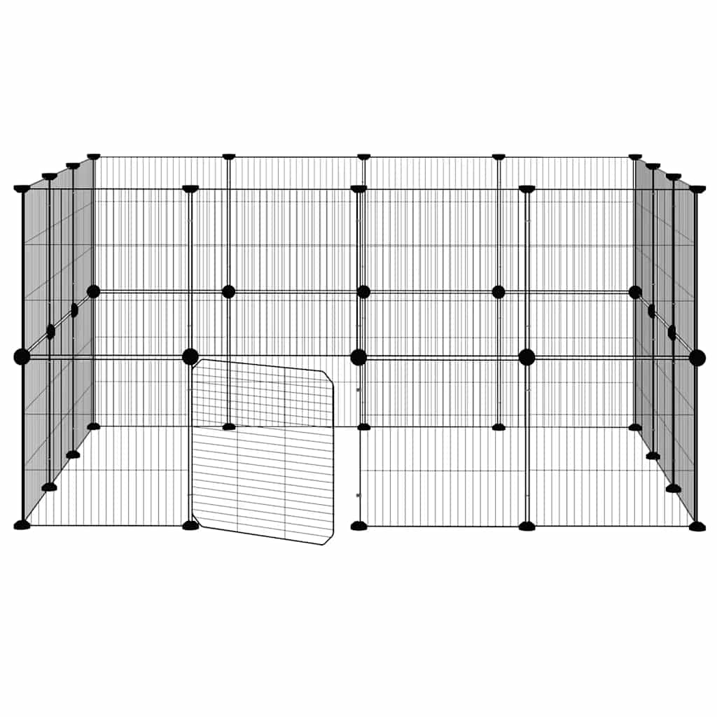 28-Panel Pet Cage with Door Black 35x35 cm Steel