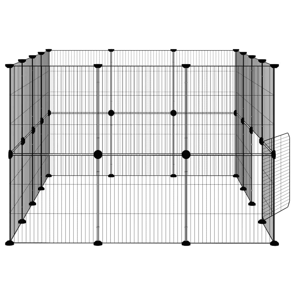 28-Panel Pet Cage with Door Black 35x35 cm Steel