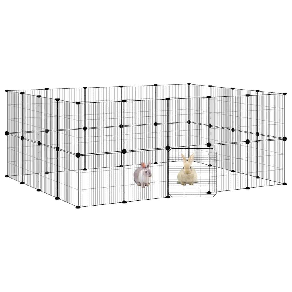 36-Panel Pet Cage with Door Black 35x35 cm Steel