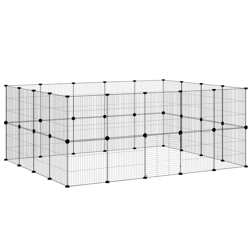 36-Panel Pet Cage with Door Black 35x35 cm Steel