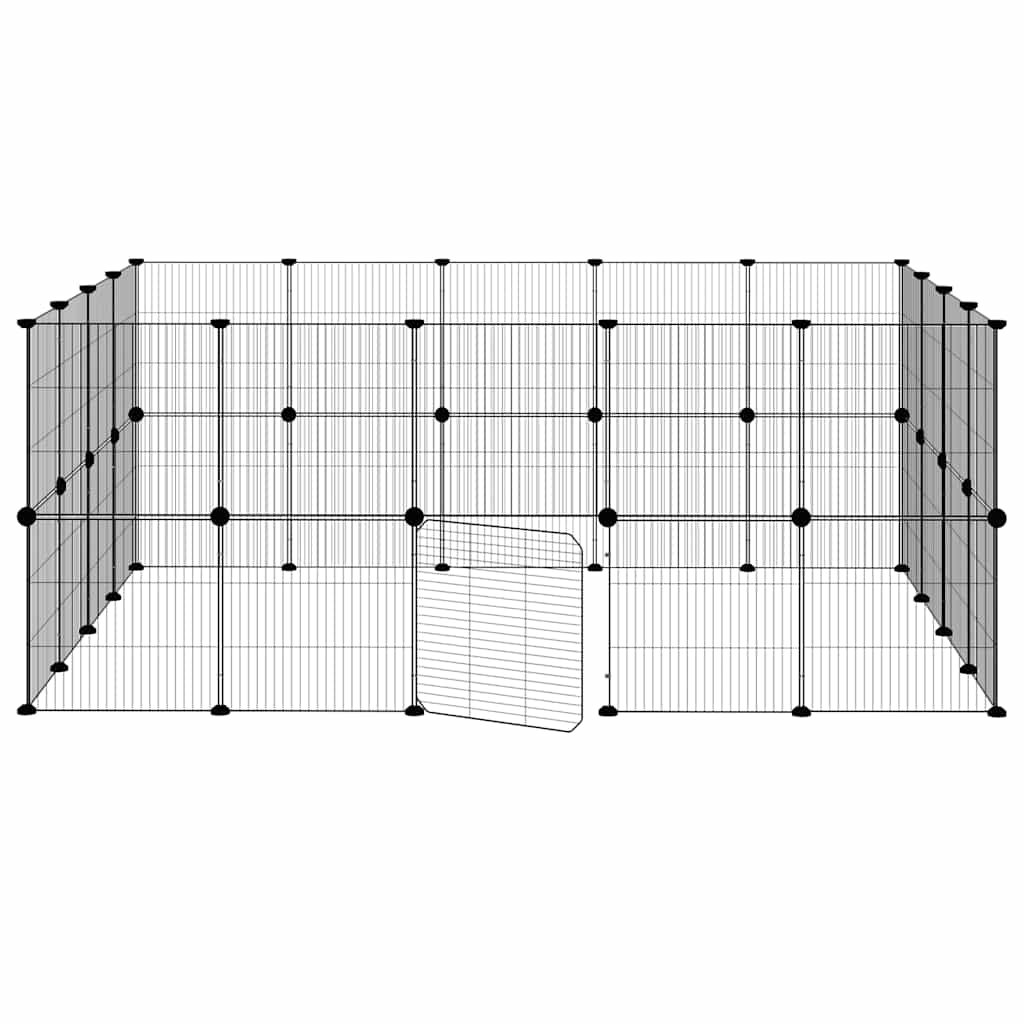 36-Panel Pet Cage with Door Black 35x35 cm Steel