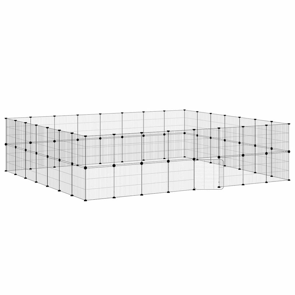 60-Panel Pet Cage with Door Black 35x35 cm Steel