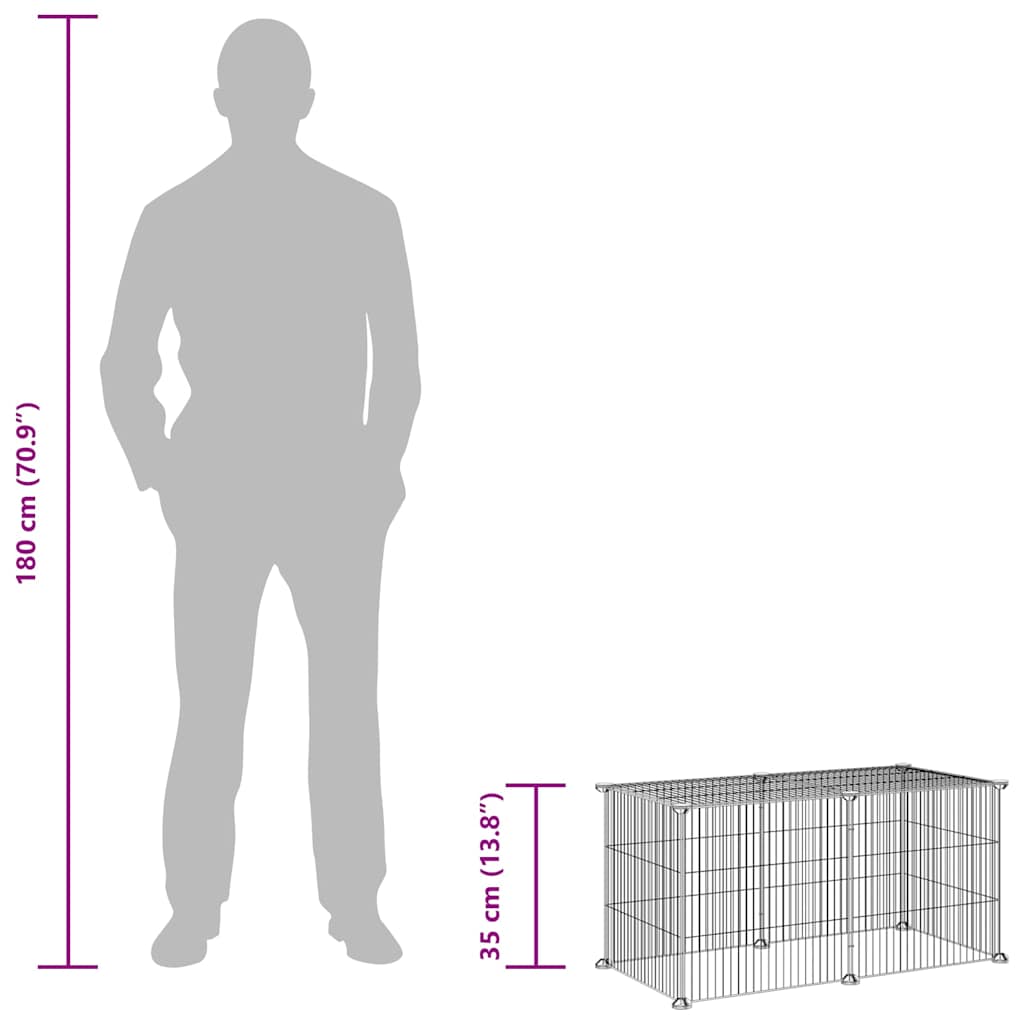 8-Panel Pet Cage Black 35x35 cm Steel