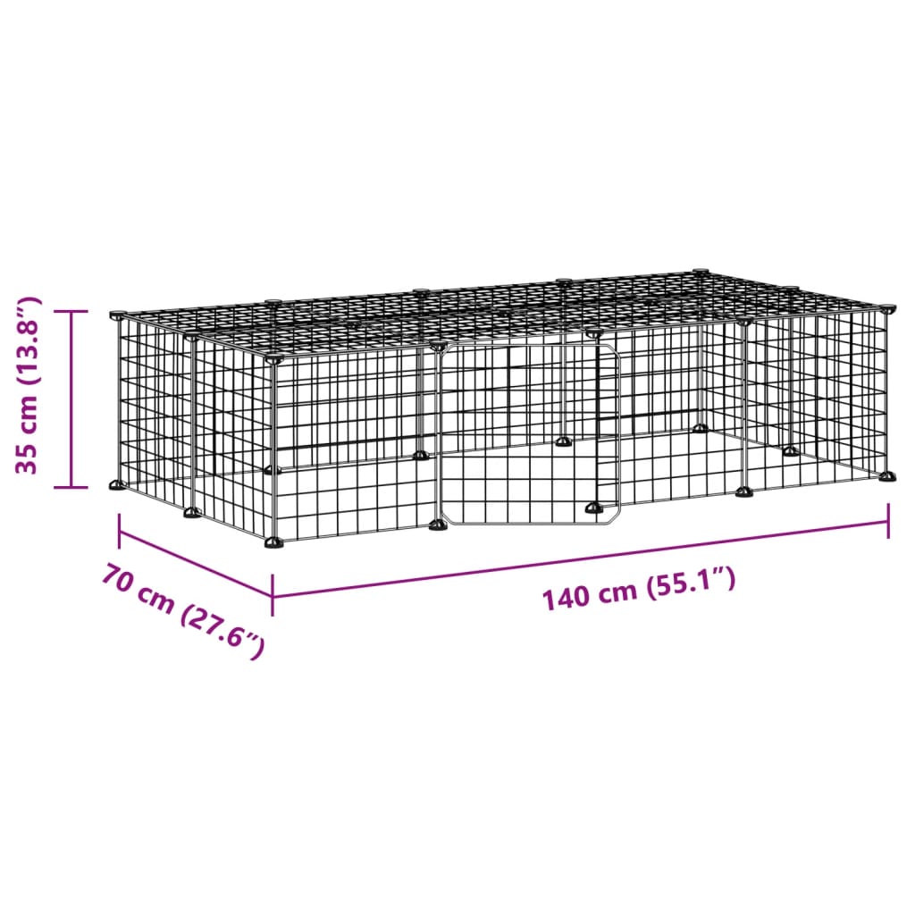 20-Panel Pet Cage with Door Black 35x35 cm Steel