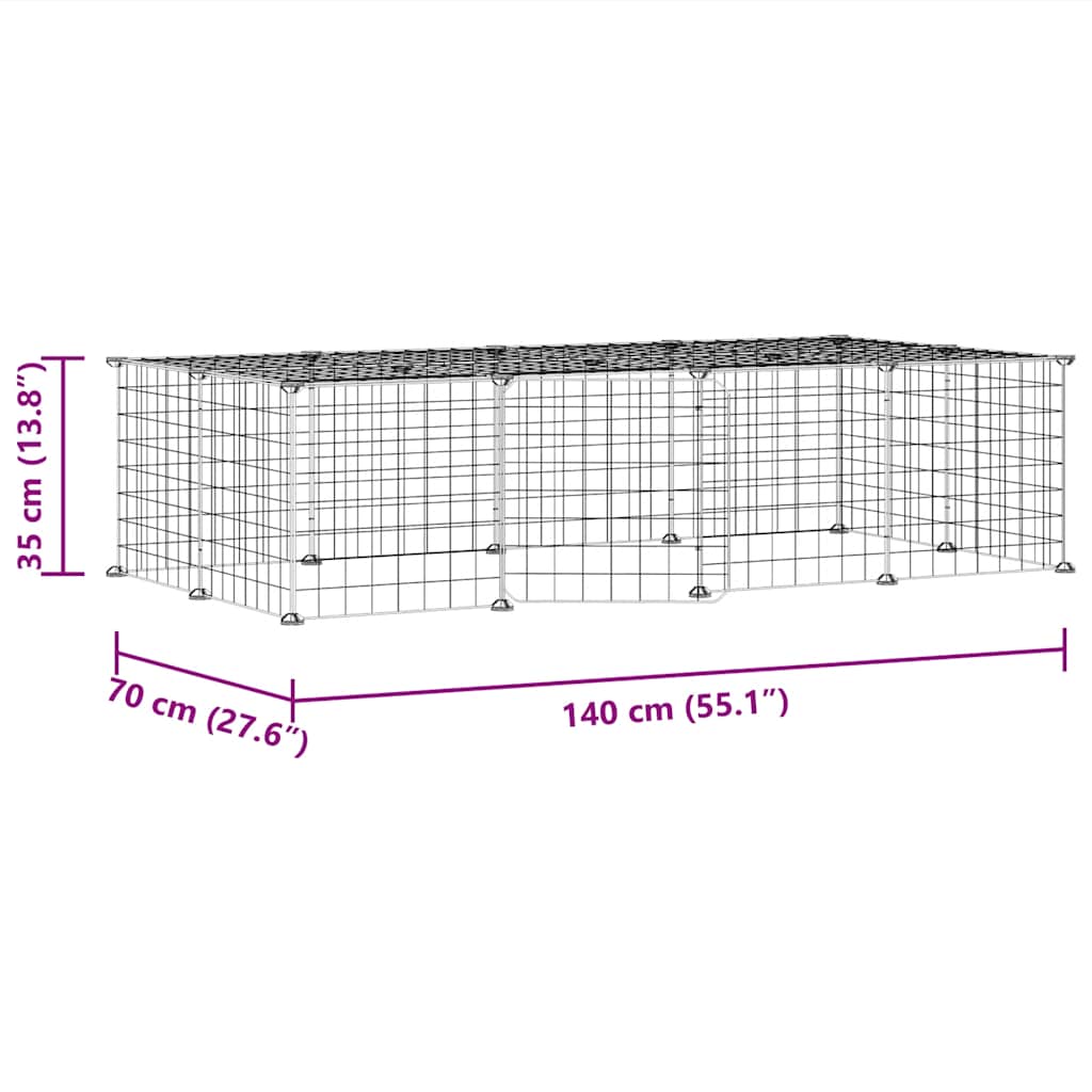 20-Panel Pet Cage with Door Black 35x35 cm Steel