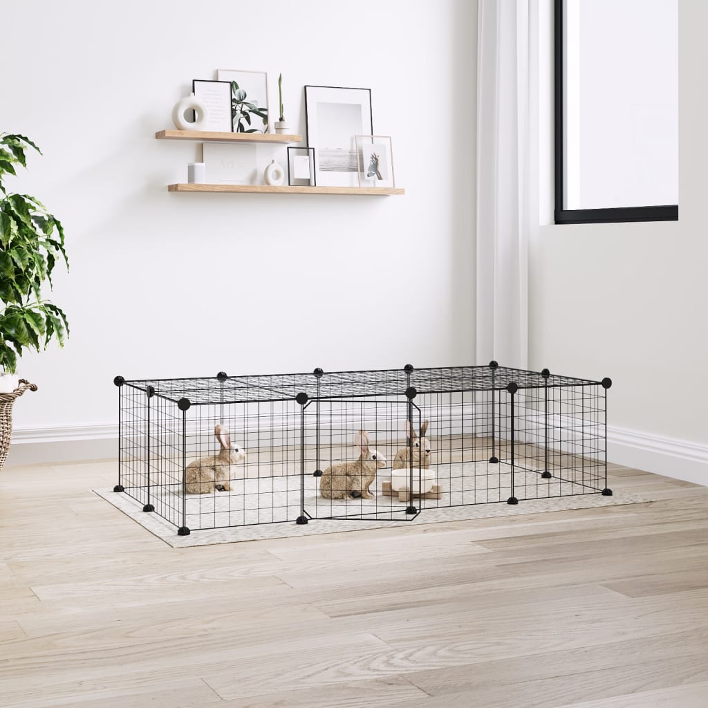 20-Panel Pet Cage with Door Black 35x35 cm Steel