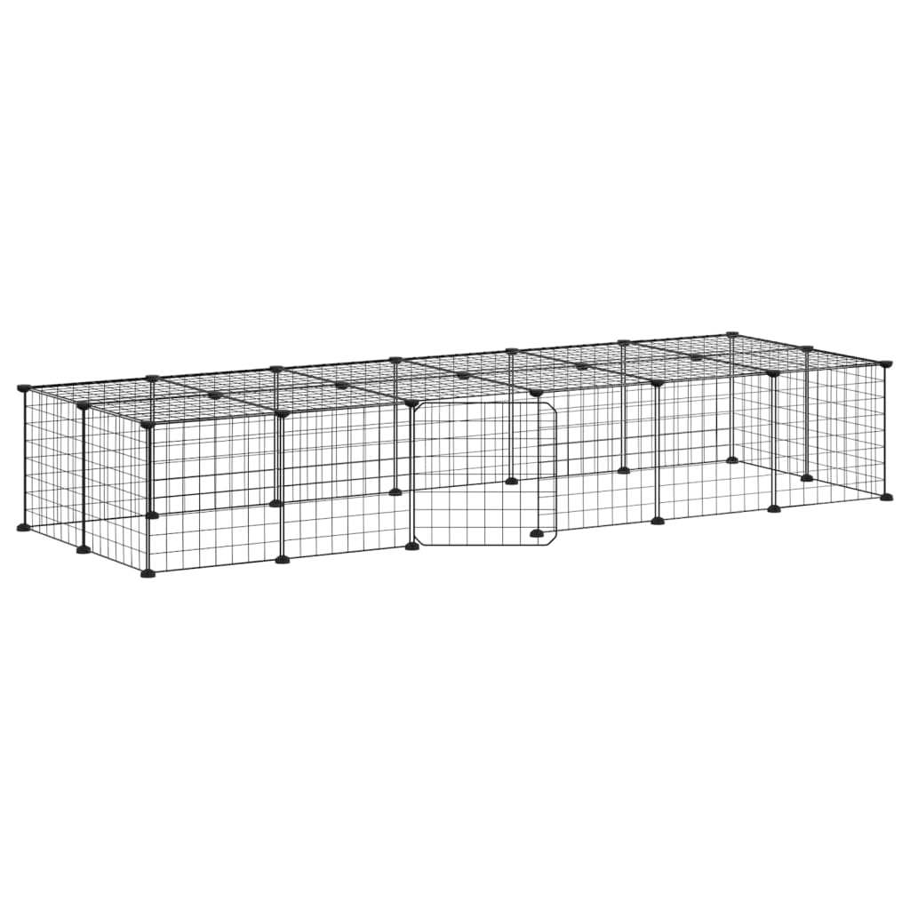 28-Panel Pet Cage with Door Black 35x35 cm Steel