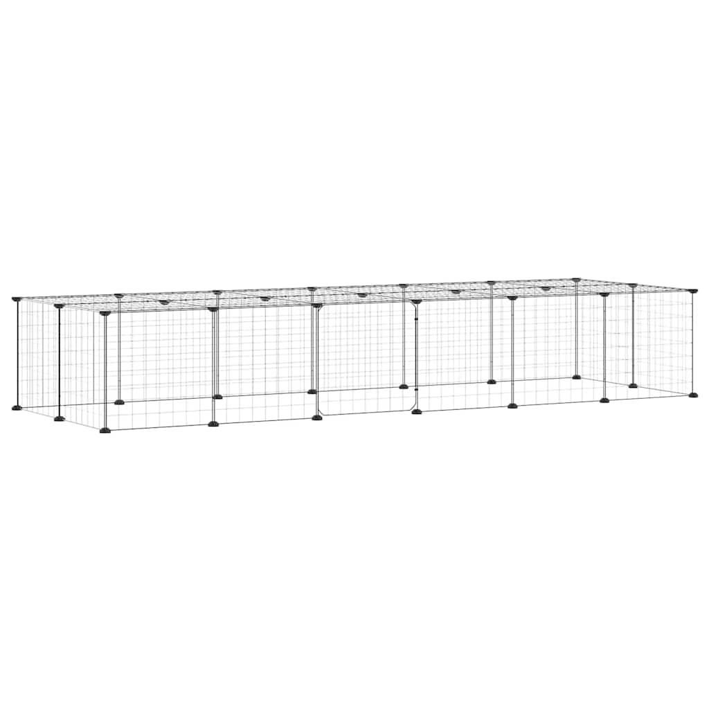 28-Panel Pet Cage with Door Black 35x35 cm Steel