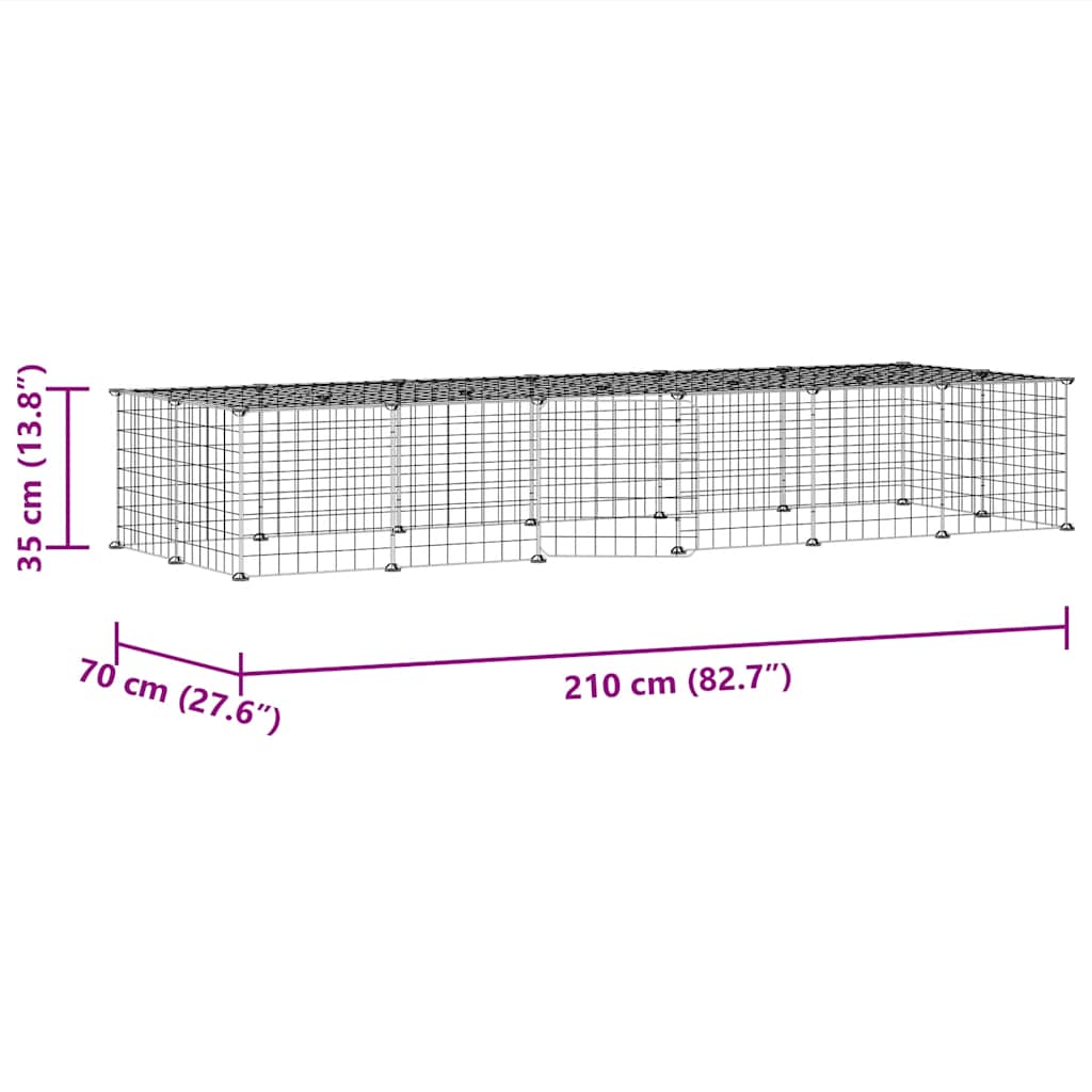 28-Panel Pet Cage with Door Black 35x35 cm Steel