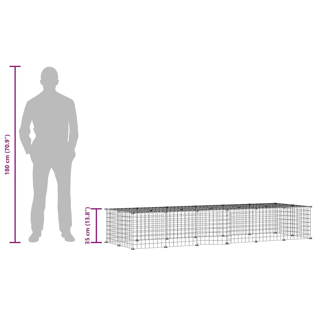 28-Panel Pet Cage with Door Black 35x35 cm Steel