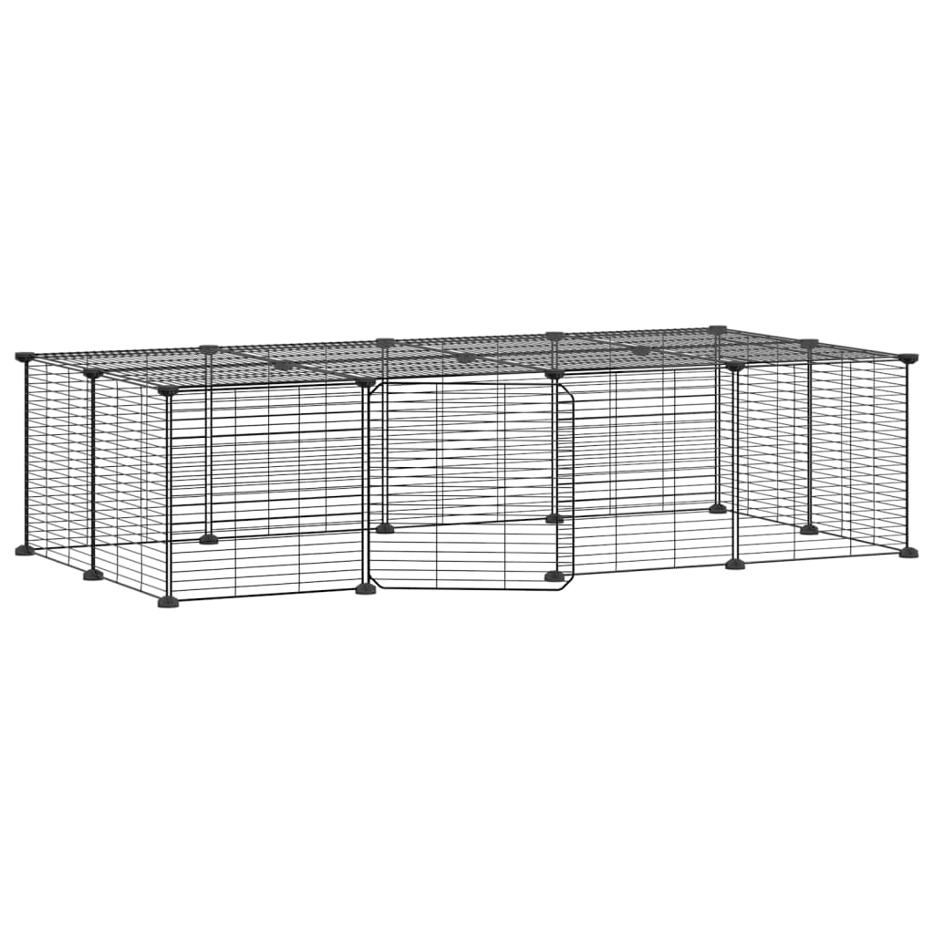 20-Panel Pet Cage with Door Black 35x35 cm Steel