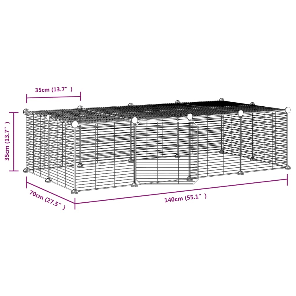 20-Panel Pet Cage with Door Black 35x35 cm Steel