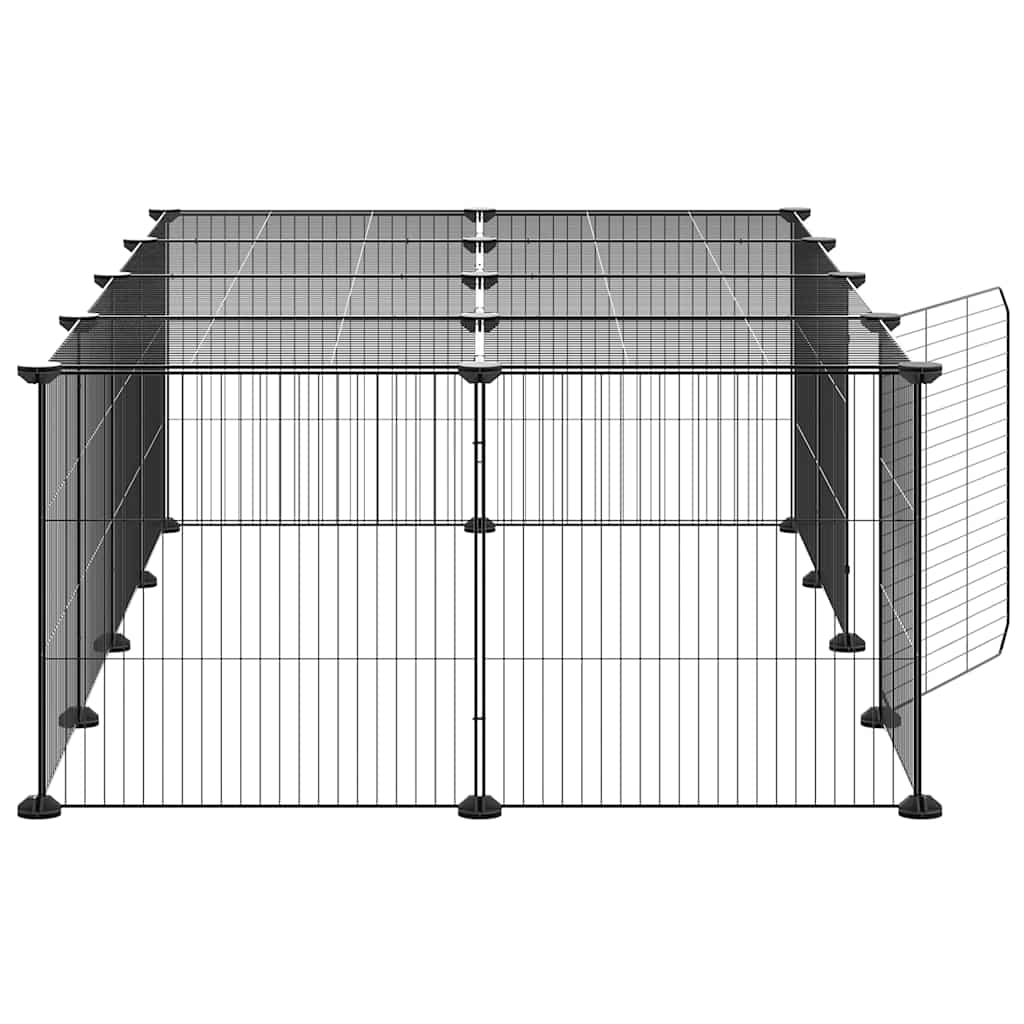 20-Panel Pet Cage with Door Black 35x35 cm Steel