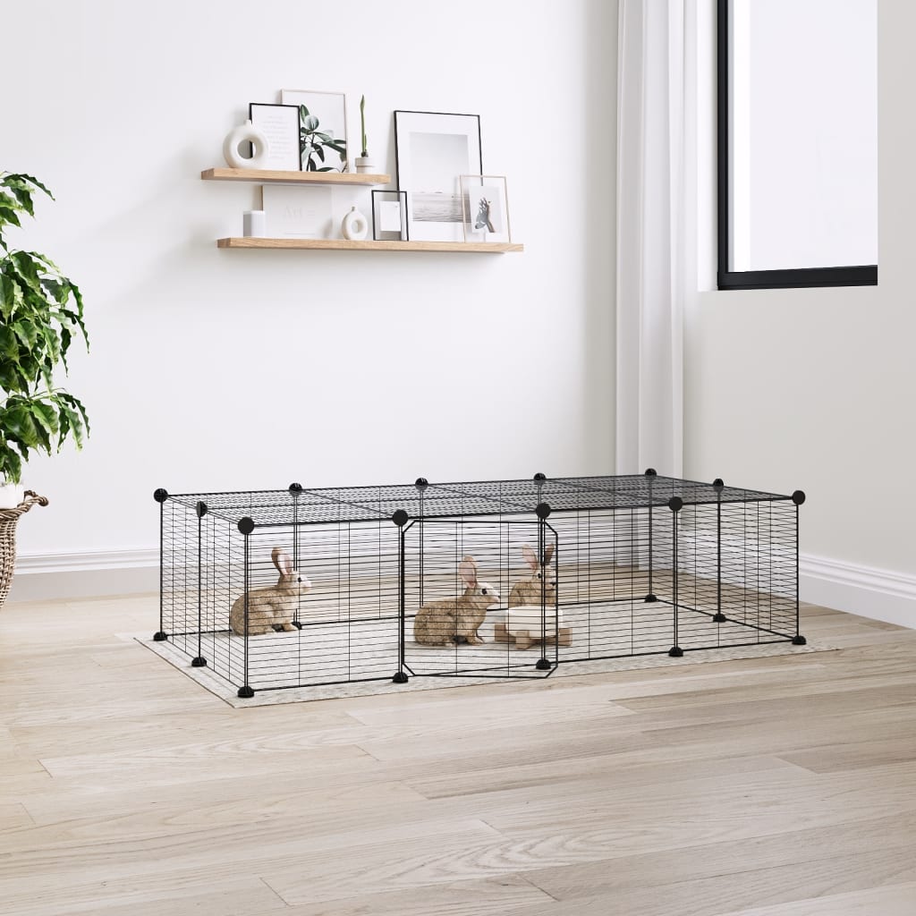 20-Panel Pet Cage with Door Black 35x35 cm Steel