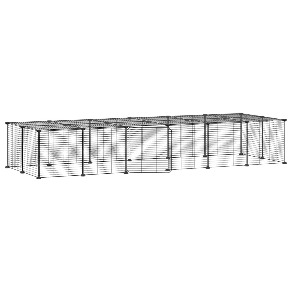 28-Panel Pet Cage with Door Black 35x35 cm Steel