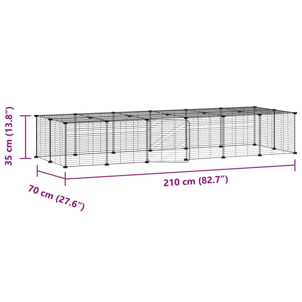 28-Panel Pet Cage with Door Black 35x35 cm Steel