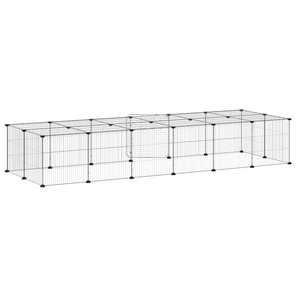 28-Panel Pet Cage with Door Black 35x35 cm Steel