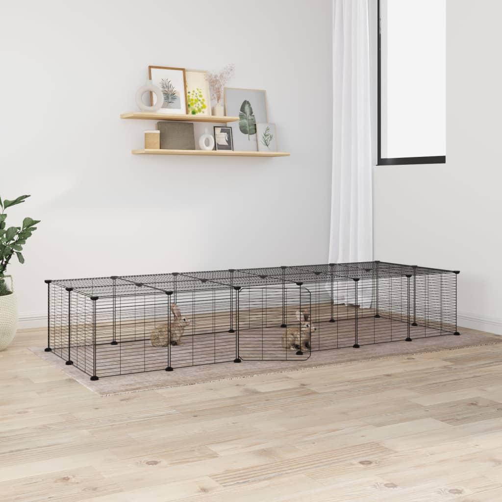 28-Panel Pet Cage with Door Black 35x35 cm Steel