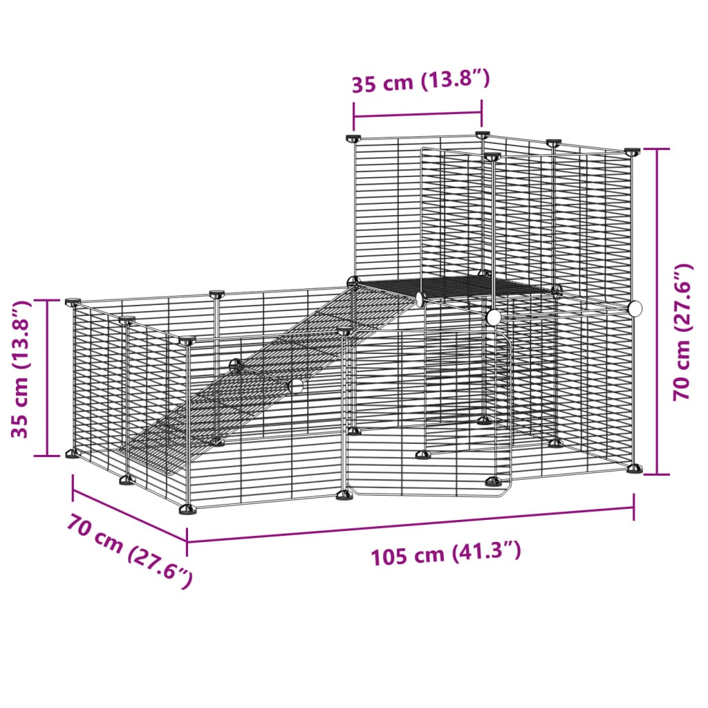 20-Panel Pet Cage with Door Black 35x35 cm Steel